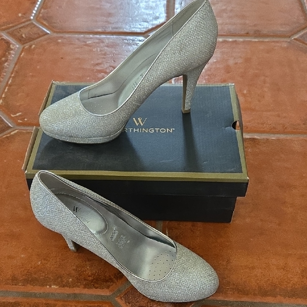 Worthington Glittering Silver Heels